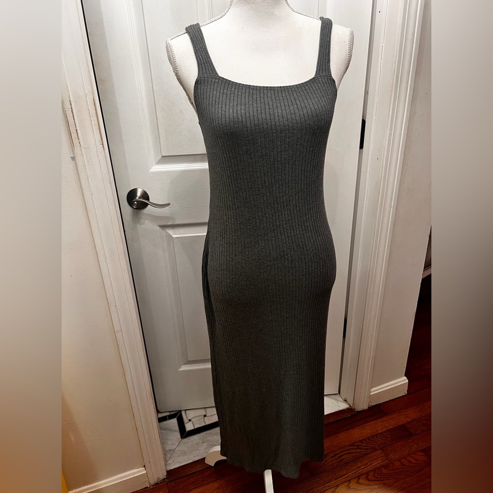 Reformation Charcoal Ribbed Maxi Dress